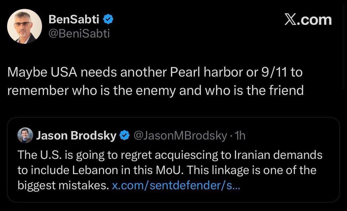 Haqiqatjou's tweet photo. Israelis are now publicly threatening another 9/11 if the US does not aid them in their war on Iran. https://t.co/dF3hD6RVYC