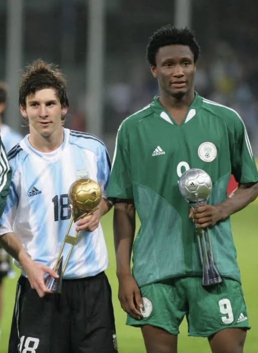 Molly_AFC's tweet photo. 🚨🚨NEW: 🇳🇬🗣️ JOHN OBI MIKEL: That U-20 World Cup final vs Argentina will always stick with me 😭🏆

Messi walked away with the Golden Ball and I got the Silver Ball 🥇🥈, but I was convinced I deserved the top prize back then. So I went straight up to him and said in Spanish, 'Bro you robbed me of the Golden Ball. I was the better player' 😂⚽ 

Messi, being Messi, just smiled with that humble vibe and said, 'That wasn’t my call, it was the FIFA panel. But what you did for Nigeria was unreal' 🙌🇳🇬 Then later by the dressing rooms he even joked, 'Want to trade? You take my Golden Ball and I’ll take your Silver' 🤝😆

I burst out laughing and told him, 'Nah I can’t take that, you earned it. I was just angry and upset. Thanks for being so classy' 🥹👏

Fast forward to 2018 World Cup and we bump into each other again. He looks at me and goes, 'Hey golden boy, I still have that photo from our awards night' 📸✨ That’s when it hit me — I told him, 'Today I get it Leo. You 100% deserved that award. You’re the greatest' 🐐❤️"

Mikel Obi knows the goat 🐐 👑