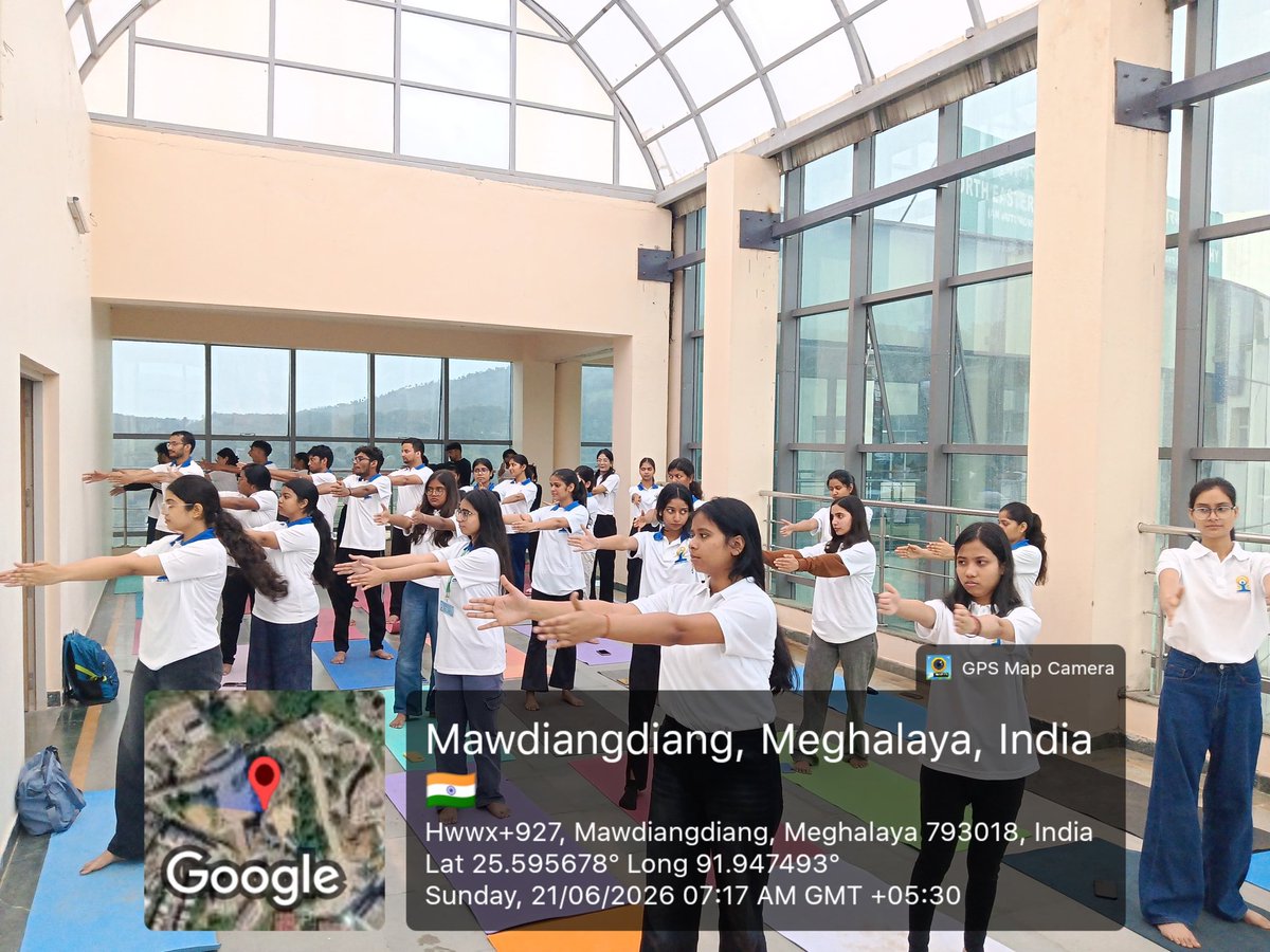 NSSNEIAHSHILLOG's tweet photo. Honorable Prime Minister address and CYP was conducted at North Eastern Institute of Ayurveda and Homoeopathy, NEIAH, Mawdiangdiang, Shillong on occassion of International Yoga Day 2026 on 21/06/2026, #IDY2026 @moayush @YASMinistry @CellNehu @nss_rdguwahati @_NSSIndia #NCH https://t.co/G9LFYf98kN