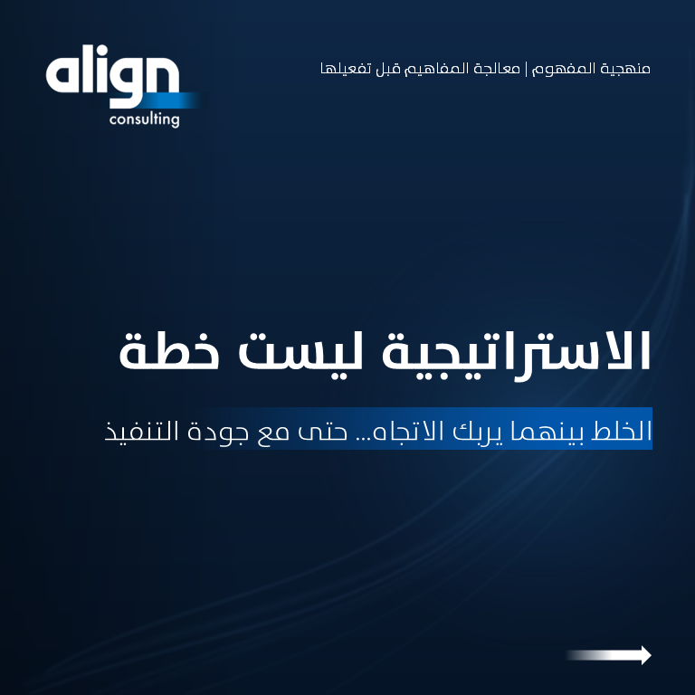 alignmc's tweet photo. كثير من الجهات تنفذ بكفاءة، لكنها لا تتحرك في اتجاه واضح.
السبب غالبًا لا يرتبط بضعف التنفيذ،
بل بغياب التمييز بين ما يحدد التوجه، وما يترجم هذا التوجه إلى عمل. https://t.co/9ocVROO9Oq