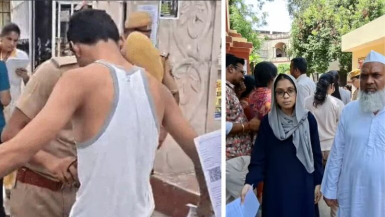 OpIndia_in's tweet photo. बुर्के में छात्रा को एंट्री, परीक्षार्थियों के कलावा-तुलसी माला उतरवाए

NEET री-एग्जाम के दौरान सेंटर में प्रवेश से पहले कान की बालियाँ भी काटी

https://t.co/DA41yvw0Ad https://t.co/pEFhS7lqYw