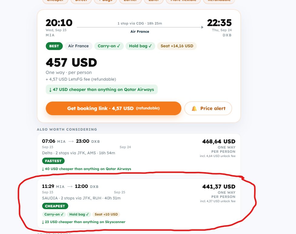 letsFG_'s tweet photo. Miami to Dubai $440 https://t.co/a0oKeNSDpP