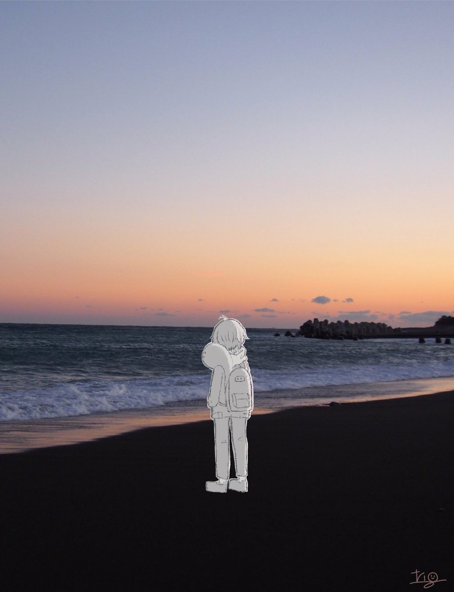 es_trio's tweet photo. 過去作品。三保の松原で撮った写真に絵を描き込んでいます。 https://t.co/U0xndd6G6D