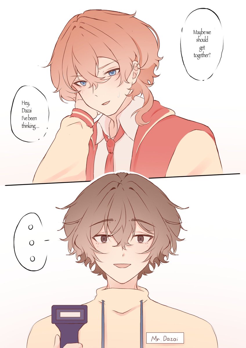 iro_teruru's tweet photo. Chuuya forgot his wallet today so he had to rizz up the cashier it seems 💸

#中太 https://t.co/6gQxlHBUUb