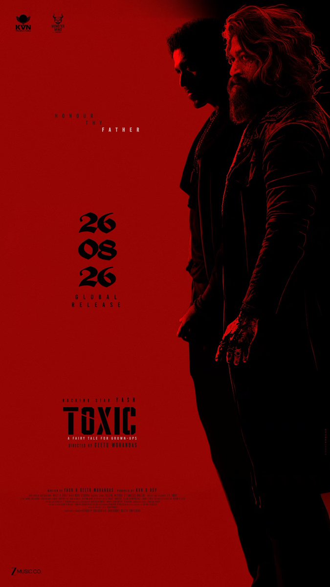 SDFilmyNews's tweet photo. THE WAIT IS OVER!
#Toxic locks August 26, 2026 for its WORLDWIDE RELEASE. #RockingStarYash returns to the BIG SCREEN after #KGFChapter2, with the NEW POSTER unveiling his striking dual avatars, #Raya and #Ticket. ⚔��🎬

#ToxicTheMovie #ToxicOn26thAug #DaddyIsHome https://t.co/ADPxO5oJxT