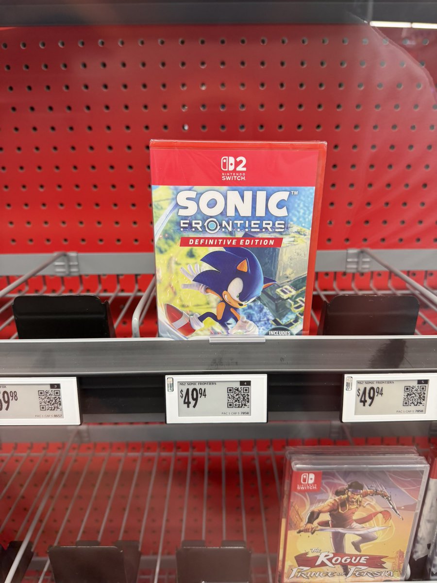 SAAC_News's tweet photo. People keep finding copies of Sonic Frontiers Definitive Edition in retail stores like Walmart.

They try buying them, but, apparently, the stores are not allowed to sell them until June 23rd, which is a soft confirmation of the release date. This indicates SEGA might shadow drop the game on Sonic’s birthday.

Images by @/silver_is_based and @/DjPhantom2158.

#SonicFrontiers #SonicNews