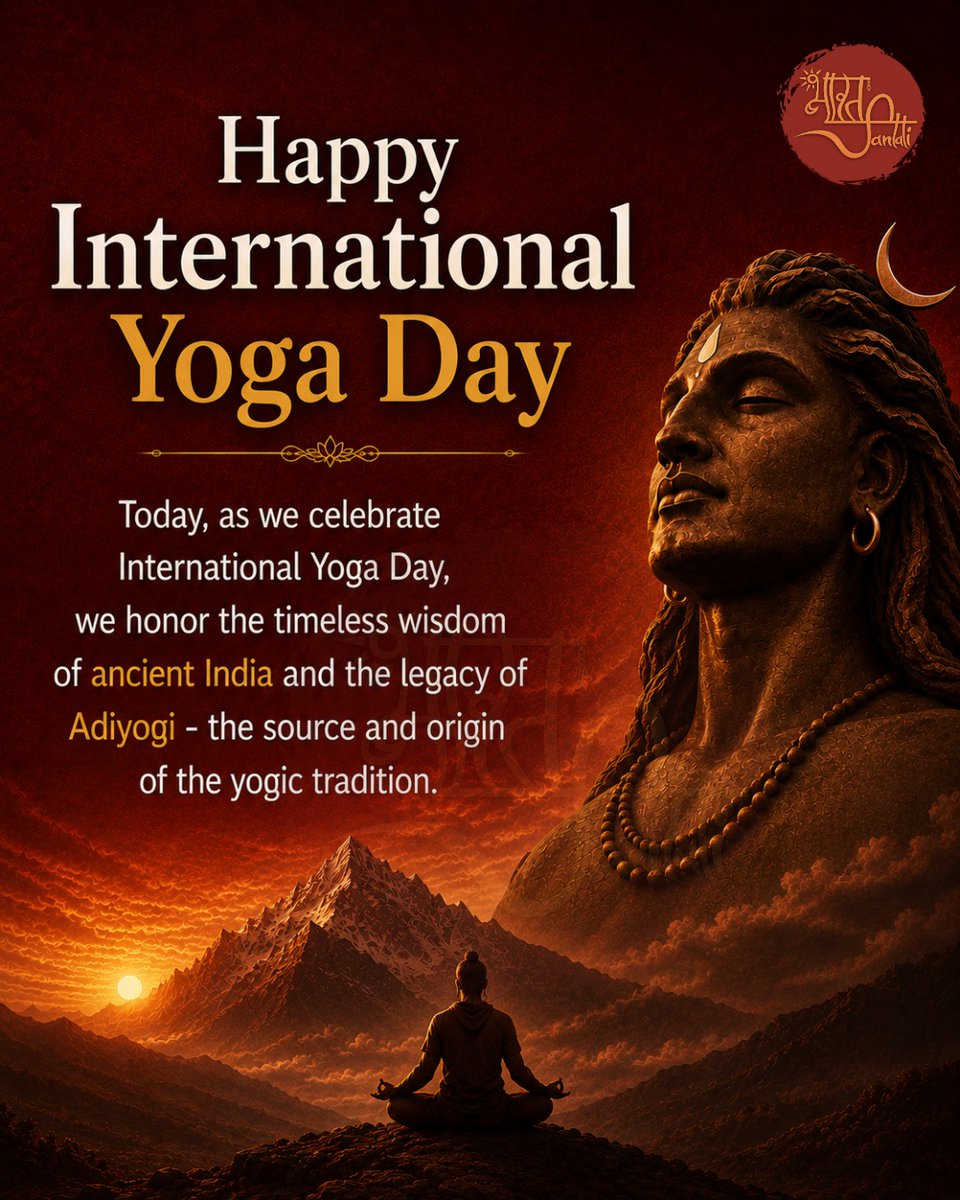 bharatsantati06's tweet photo. Happy International Yoga Day. 

Today, as we celebrate International Yoga Day, we honor the timeless wisdom of ancient India and the legacy of Adiyogi - the source of the yogic tradition. https://t.co/XtUeXH7oYS