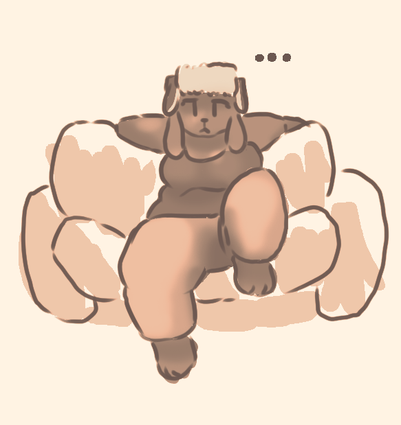 BluebriarArts's tweet photo. it's midnight and i have nothing better to do so i drew gunhound from pb1400 sitting on a couch https://t.co/Dlo6xp8fal