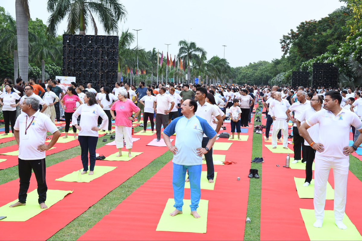MoHFW_INDIA's tweet photo. #HealthForAll 

Union Ministry of Health and Family Welfare Celebrates 12th International Day of Yoga 2026 Across the Country

"Yoga is More Than a Physical Exercise; It is a Source of Consciousness, Vitality and Inner Energy": Prime Minister Shri Narendra Modi at International Day of Yoga Celebrations in Kolkata

"Yoga Enables Us to Be More Flexible at 40, More Energetic at 50 and More Resilient at 70": Prime Minister Shri Narendra Modi

Union Health Minister Shri J. P. Nadda Leads International Day of Yoga Celebrations at Shantipath; Highlights Yoga's Global Recognition Under Prime Minister Shri Narendra Modi's Leadership

"Yoga, India's Timeless Gift to Humanity, Has Become a Global Movement Under the Leadership of Prime Minister Shri Narendra Modi": Union Health Minister Shri J. P. Nadda

More Than 1.87 Lakh Ayushman Arogya Mandirs Join International Day of Yoga Celebrations Across the Country: Union Health Secretary

https://t.co/ddwK6kDoo2