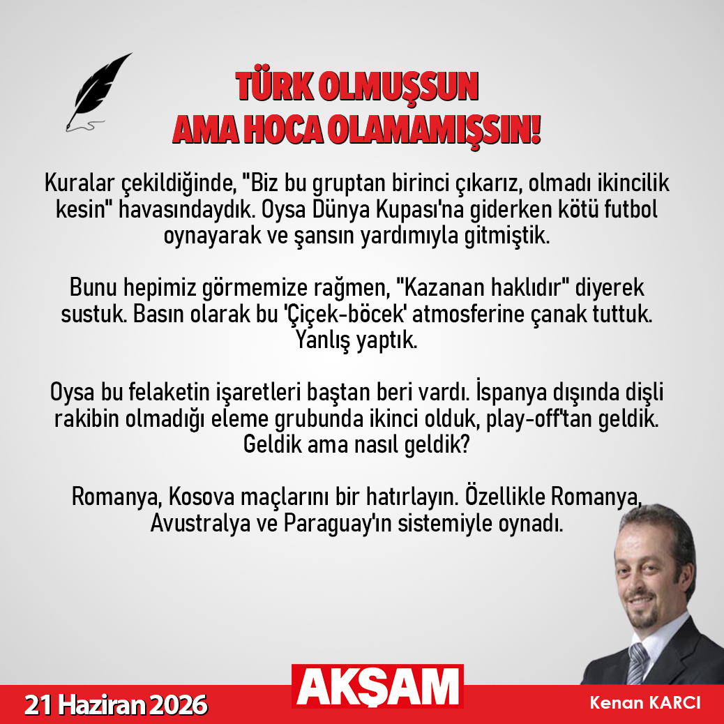 Aksam's tweet photo. ✍️Kenan Karcı yazdı... "Türk olmuşsun ama hoca olamamışsın!"

https://t.co/OOQ5ZP8py1
@kenankarci https://t.co/obSGUN23PS