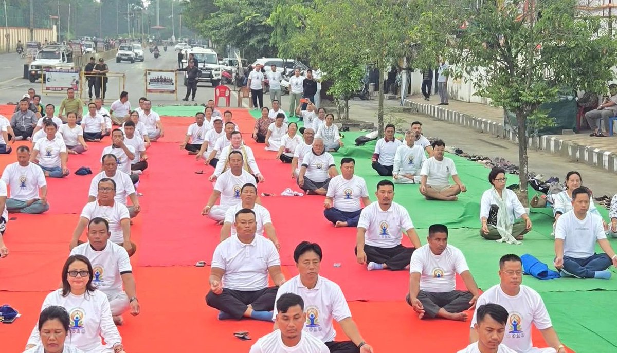 DavidNongthomb3's tweet photo. International Yoga Day 2026 was observed at Thambal Sanglen under the theme 'Yoga for Healthy Ageing.' The event emphasized the importance of yoga in fostering a healthy, balanced, and active lifestyle for people of all ages. https://t.co/dt1hGptfD9