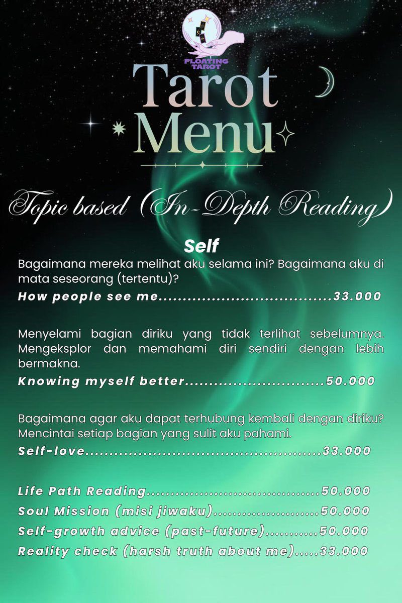 aasrahan's tweet photo. 🔮 Open Tarot Reading ✨

Love • Career • Self • Energy Reading

Mungkin semesta punya pesan untukmu dan temukan perspektif baru atas pertanyaan yang selama ini mengganggu pikiranmu.

Book your reading with @fioatingtarot 💌

#zonauang https://t.co/atSXCuE9H8