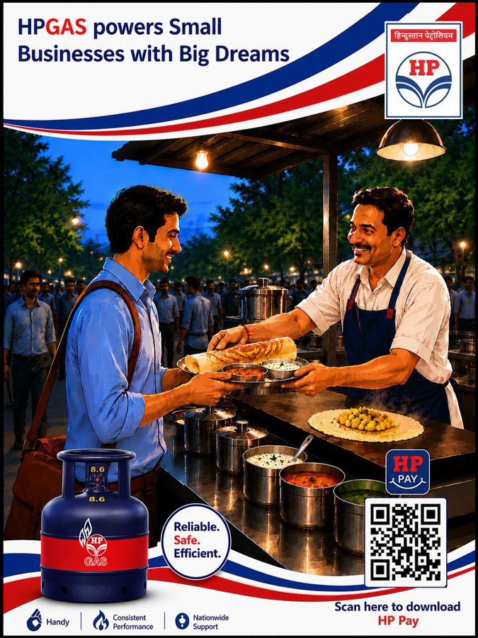 KCSHAHHPGAS's tweet photo. Big Dreams. Small Setup. Reliable Energy. 🔥

With #HPGas Appu, getting an LPG connection is now easier than ever — only ID proof required!

Empowering migrants, food carts and small businesses with safe, handy, and dependable energy.

#Appu #HPGas  #CleanCooking #EnergyForGrowth #CustomerAwareness

@PetroleumMin @HardeepSPuri @neerajmittalias
 @Secretary_MoPNG @HPCL @HPGAS_HQO