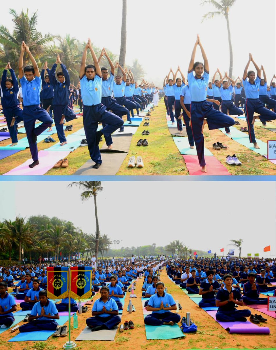 NCCGPHQVSP's tweet photo. 🇮🇳  A stronger India begins with stronger minds, fitter bodies and disciplined youth. 

Over 2,000 NCC cadets, alongside ANOs, PI Staff and NCC personnel, united across #Visakhapatnam, #Vizianagaram and #Srikakulam to celebrate #IDY2026 through the timeless practice of Yoga.

Their collective energy, discipline and commitment to wellness reflected the very ideals that #NCC strives to instil in the leaders of tomorrow.

✨ Today's Yogasanas are shaping tomorrow's leaders.

#InternationalDayOfYoga #YogaForSelfAndSociety #NCCIndia #NCCVizag #YuvaShakti #UnityAndDiscipline