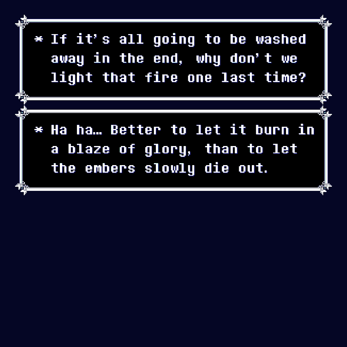 TheBirbsWord's tweet photo. There's even more Chapter 5 dialogue that you may or may not ever see! #DELTARUNE https://t.co/KEzCnUdQgQ