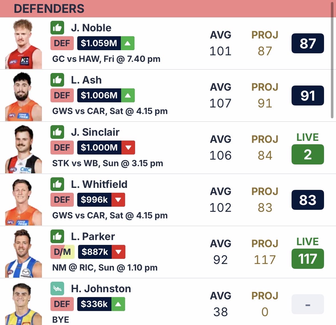 Jacobcole_bl's tweet photo. Noble over Laird 💩 
Looped Hall-Kahan, got outscored by Jaicos. 
Sinclair Out on 2 with no emergency🚨 
#AFLfantasy https://t.co/olsLnZpD0c