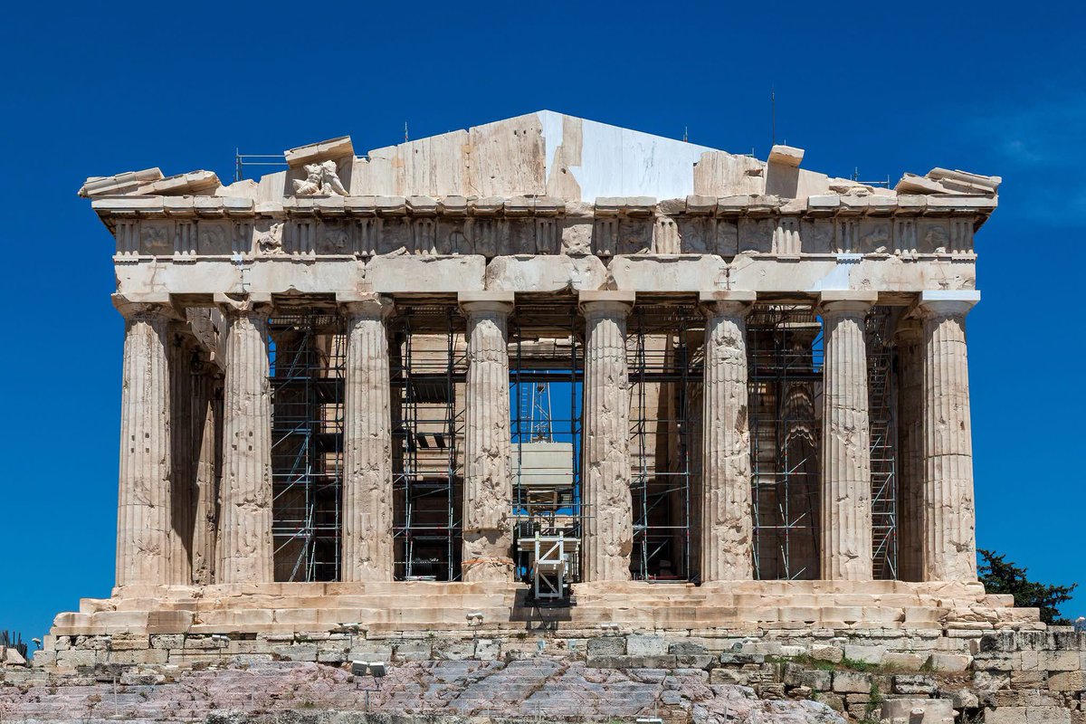 jimmellas's tweet photo. Parthenon’s Restored Western Facade Officially Unveiled After 220 Years

Greece’s Culture Ministry announced on Thursday that it had completed a major restoration of the Parthenon’s western facade in Athens

The restoration was officially unveiled on Thursday, with two newly carved marble blocks slotted into long-empty gaps high on the temple’s western facade

#parthenon #reunitetheparthenon #ParthenonSculptures #acropolis   #athens