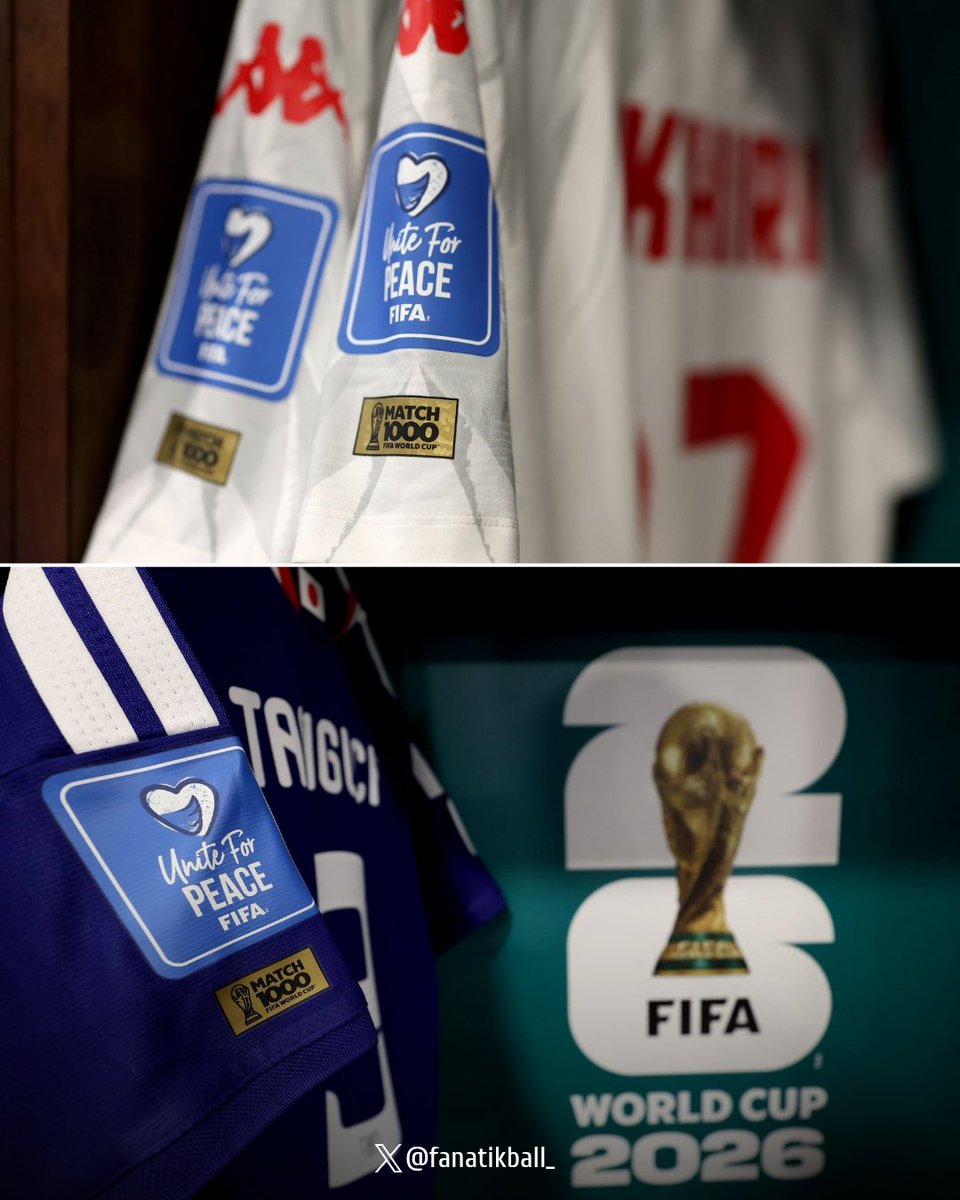 fanatikball_'s tweet photo. #FIFAWorldCup | 🏆 SEJARAH DI MONTERREY!

Pertarungan antara 🇹🇳 Tunisia dan 🇯🇵 Jepang telah memasuki sejarah sepak bola dunia!

Pertandingan itu secara resmi telah menjadi laga ke-1000 dalam sejarah pagelaran Piala Dunia, untuk merayakan momen tersebut, semua pemain dan tim wasit memasuki lapangan dengan mengenakan patch khusus. 🫱🏻‍🫲🏼

#FeelEveryGoal | @toshibatv_id