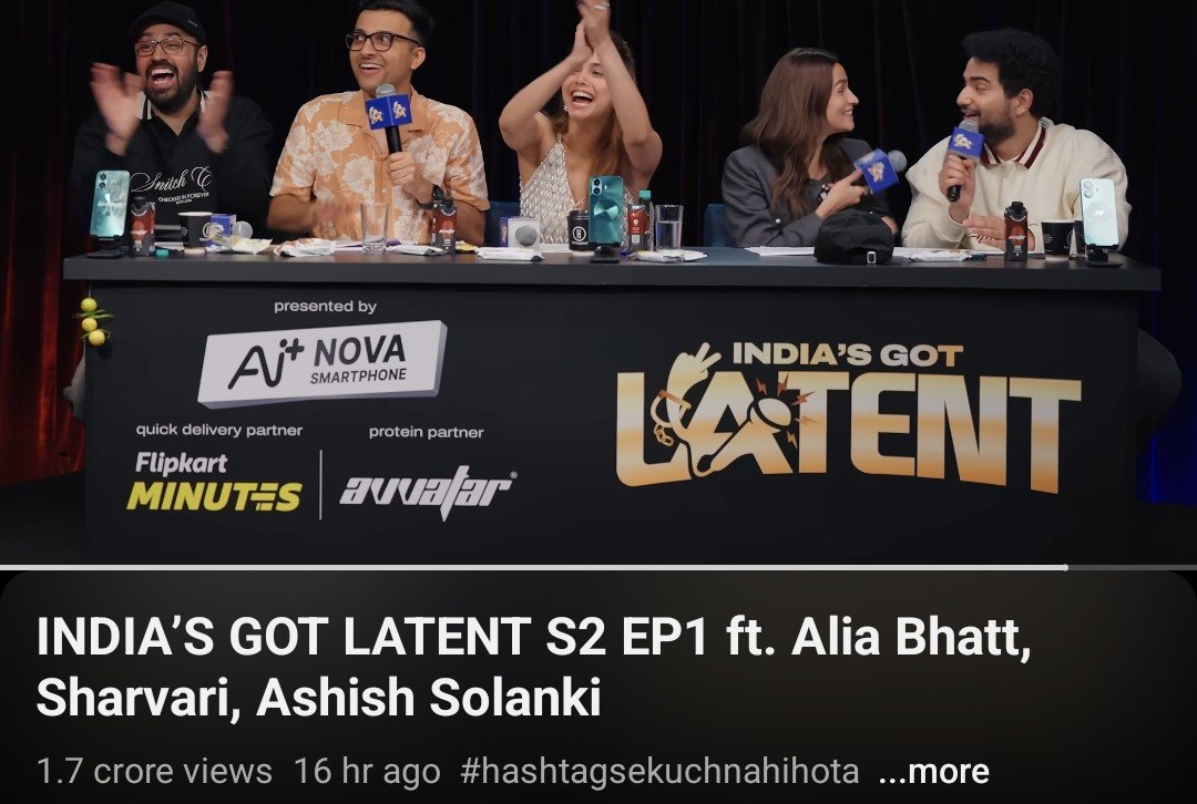 ctrl_sarcasm's tweet photo. India's Got Latent delivered.

1. Insane viewership 1.7cr 🔥 

2. Alia was effortlessly cute throughout the show &amp; low-key the real alpha.

3. The Mr. Dolaand Trump segment was absolute madness. 😂

#Alpha #hashtagsekuchnahihota https://t.co/1JWsDPpM4M
