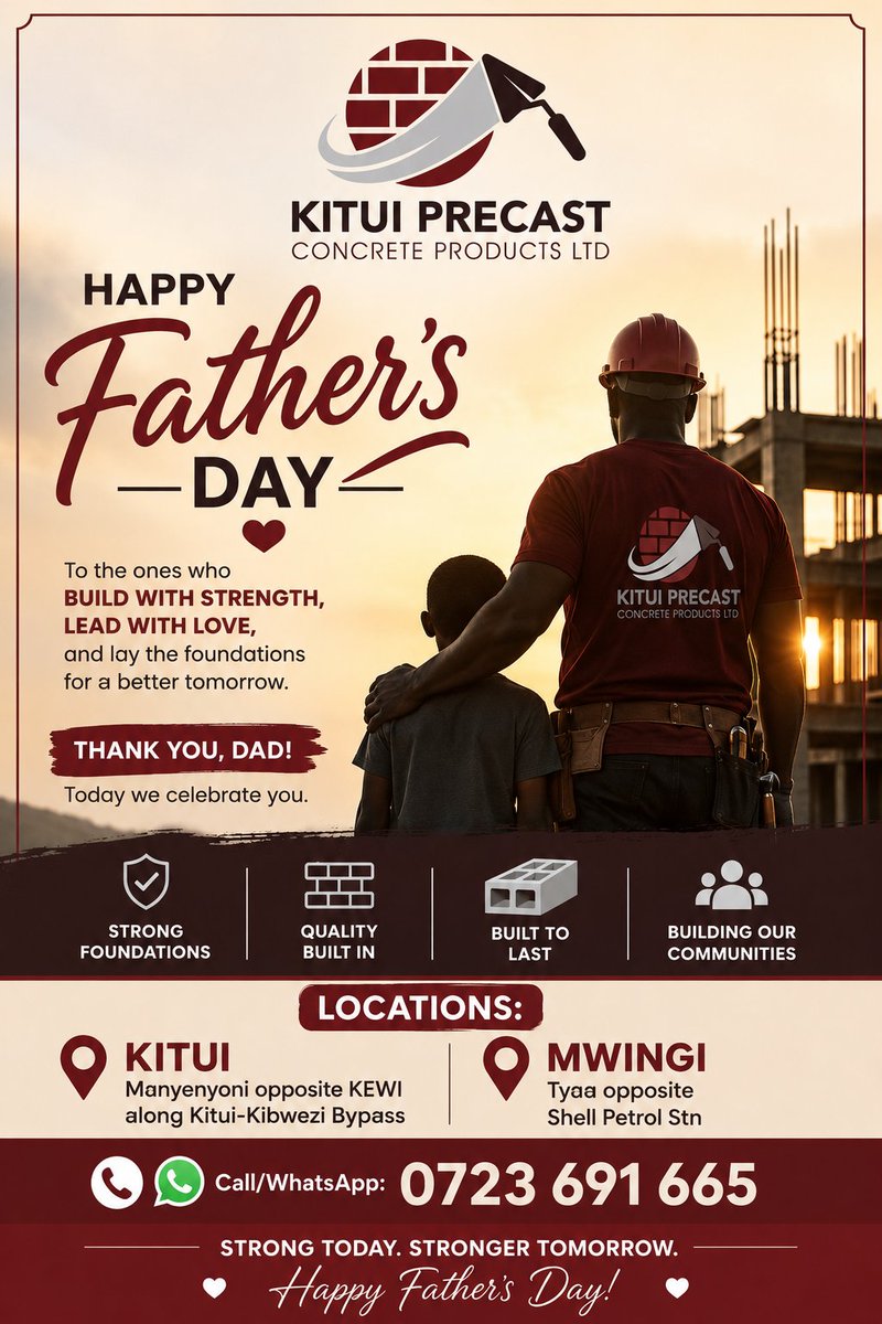 KituiPrecast's tweet photo. "The love of a father is forever imprinted on the hearts of his children." https://t.co/yuwbHCzA8w