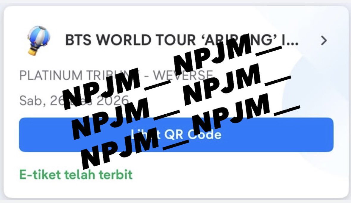 npjm__'s tweet photo. Hi Army, aku mau WTS Tiket Arirang Jakarta
Day 1 Platinum tribun (2tix)
Day 2 CAT3 (2tix)

Yang mau nego harga boleh DM ya
Aku jual ovp 🙏🏻 
#BTS_ARİRANG #BTSConcert #BTS_SWİM #ARIRANG_Tour https://t.co/GiFOSOUGHA