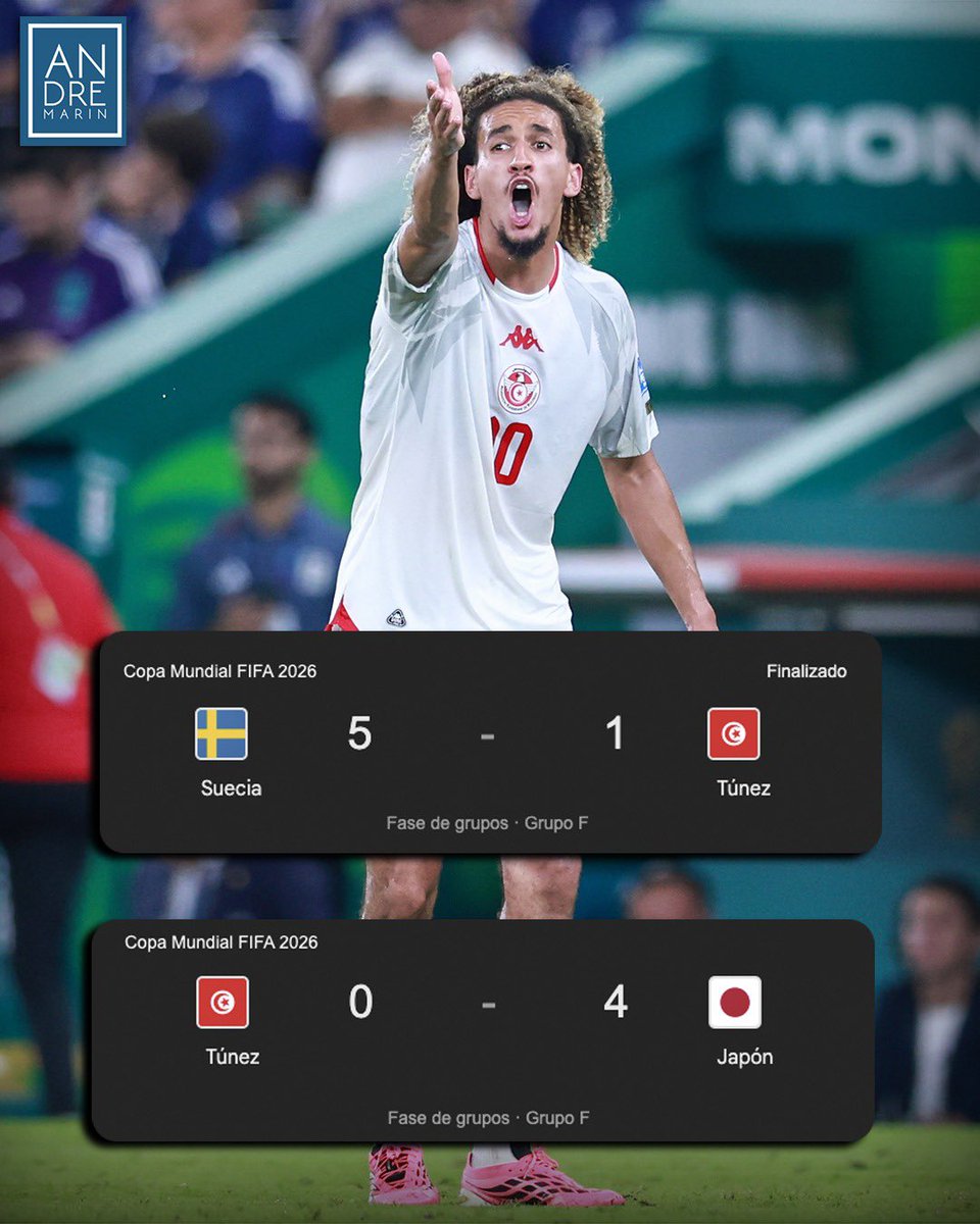 andremarinpuig's tweet photo. ¡VAN A TENER PESADILLAS CON MONTERREY! 🇹🇳❌

La selección de Túnez no se llevará el mejor recuerdo de su estancia en Monterrey...

- en ambos partidos, la afición mexicana apoyó mucho más a su rival.

- Suecia los aplastó y perdieron 1-5 (derrota que le costó el puesto a su DT).

- Japón les puso un baile y cayeron 0-4.

- ya están eliminados del Mundial.

- llevan 9 goles en contra y solo 1 a favor.

- son la peor selección en lo que va del torneo.

Una pesadilla de principio a fin para 'Las Águilas de Cartago'.
