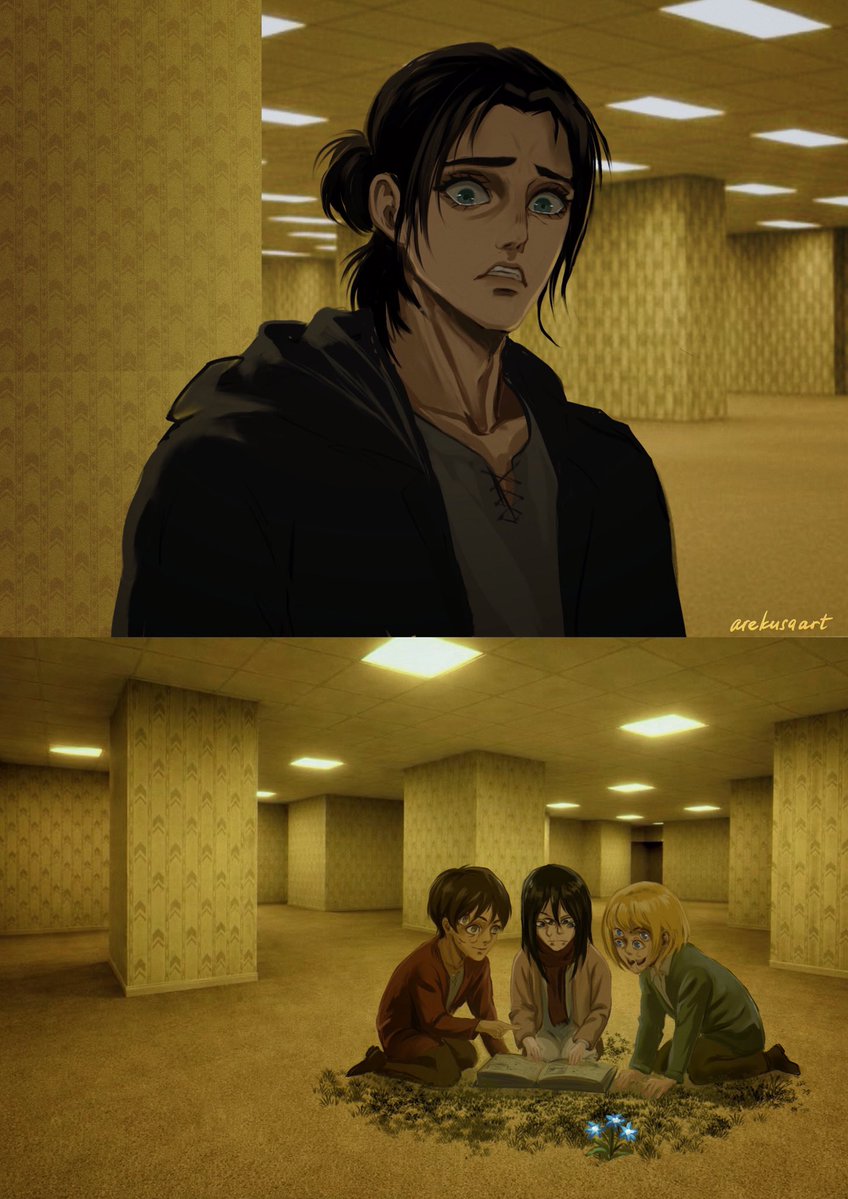 arekusaart's tweet photo. #aot x #backrooms https://t.co/XoIIXtTaXF