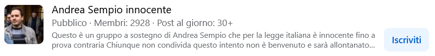 LuigiGrimaldi19's tweet photo. #Garlasco Chi vi ricorda Giada Bocellari? Un serial killer. Dopo le gravissime minacce a @Rita_Cavallaro anche questo dalla pagina FB "Andrea Sempio Innocente". Ogni giorno viene da chiedersi chi e cosa c'è dietro la vasta rete di protezione dell'attuale indagato. @EliAl73 https://t.co/8TrzrGUg10