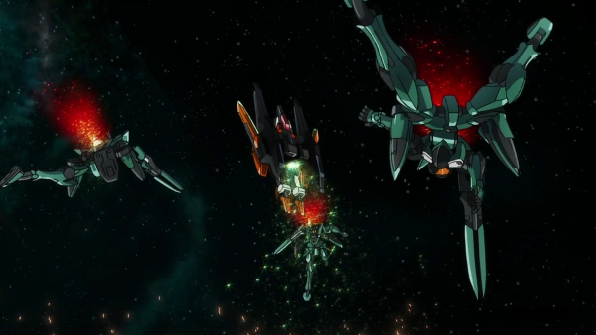 YOS85491160's tweet photo. 最高速度のハルートに追いついて戦闘機動中に変形して援護するという機体性能も操縦技術も地味にとんでもない一般ブレイヴ好き https://t.co/BHWZZr51IU