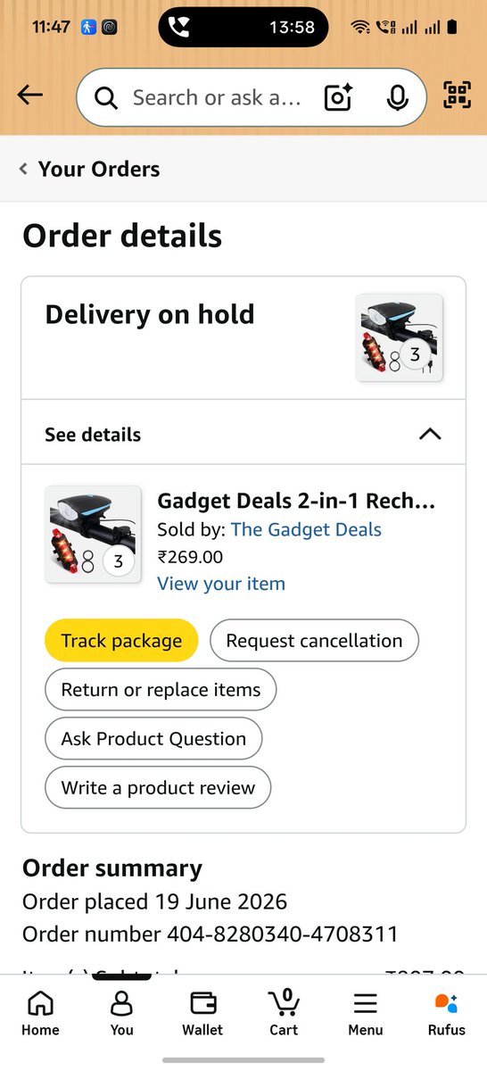vinaynarang3's tweet photo. @amazonINEvery time I place an order, there is a delay in delivery. This time as well, my order has been put on hold without any clear reason. The service has been consistently disappointing, and the overall experience with Amazon has been very frustrating. I expect better https://t.co/gVSaKRPE9Y