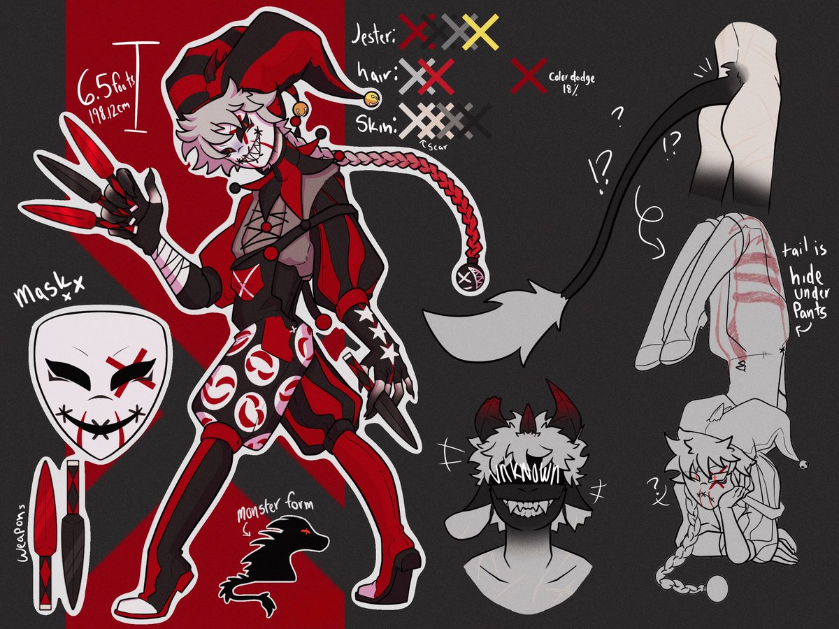 die4690's tweet photo. Draw my own freak jester… so fun! 

Name:  ❌The Grinning Mute❌

#TheFreakCircus #thefreakcircusoc #TFC #TFCOC https://t.co/DCRCPx60mr
