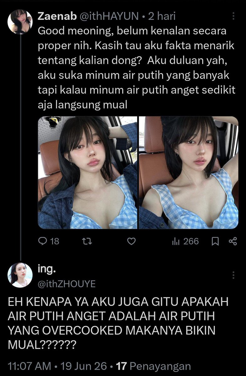 ithHAYUN's tweet photo. Sama ing

1. Sama sama ngerasa air putih anget bikin mual
2. Sama sama suka laki-laki https://t.co/BtYe93IKD2