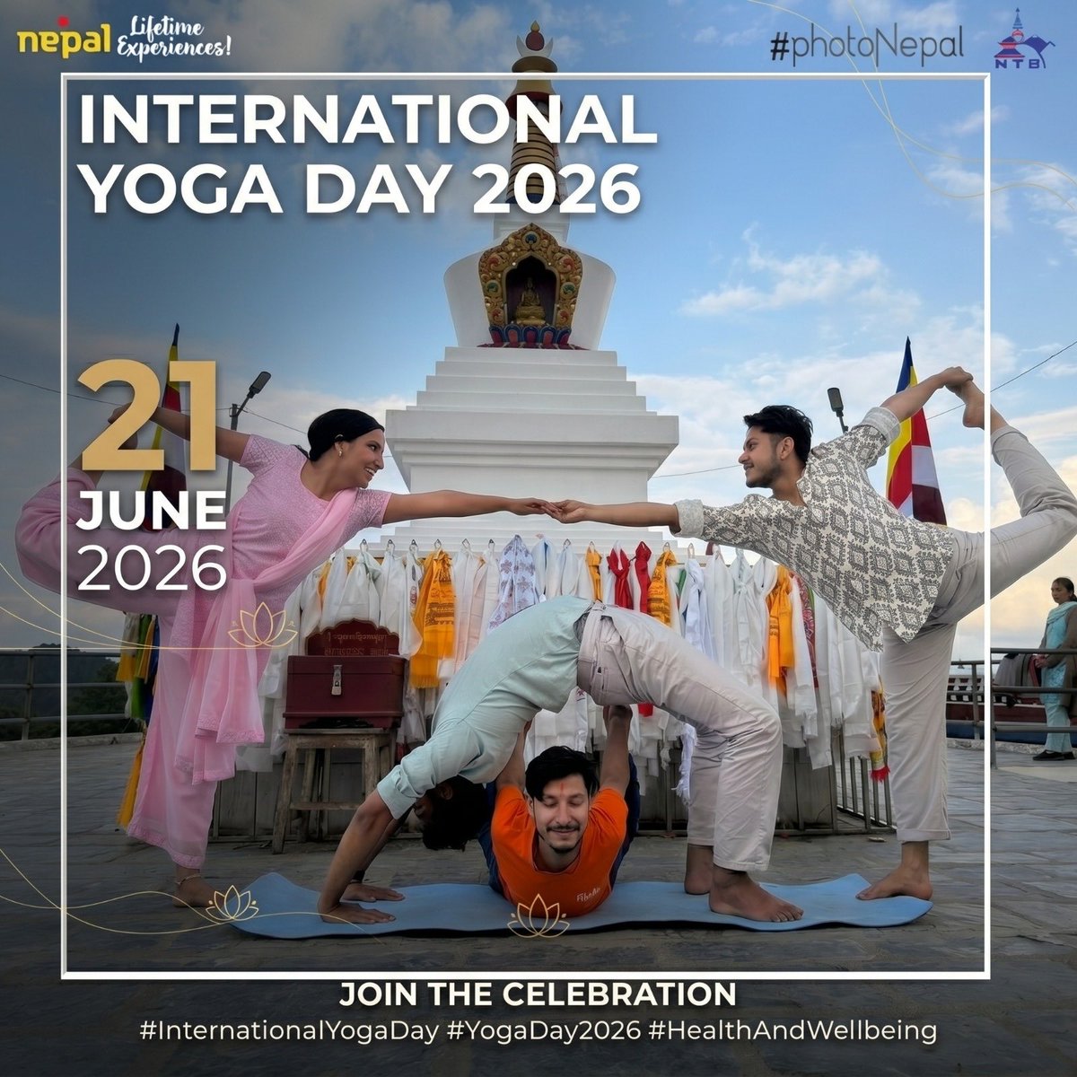 nepaltourismb's tweet photo. Finding harmony where ancient heritage meets mindful #wellness. 🧘‍♂️✨

Happy International Yoga Day 2026 from the spiritual heart of the Himalayas! Nepal offers the ultimate sanctuary to align your mind, body, and soul.🇳🇵🕉️

#InternationalYogaDay #Wellness #LifetimeExperiences https://t.co/Dpfwy7B2t1