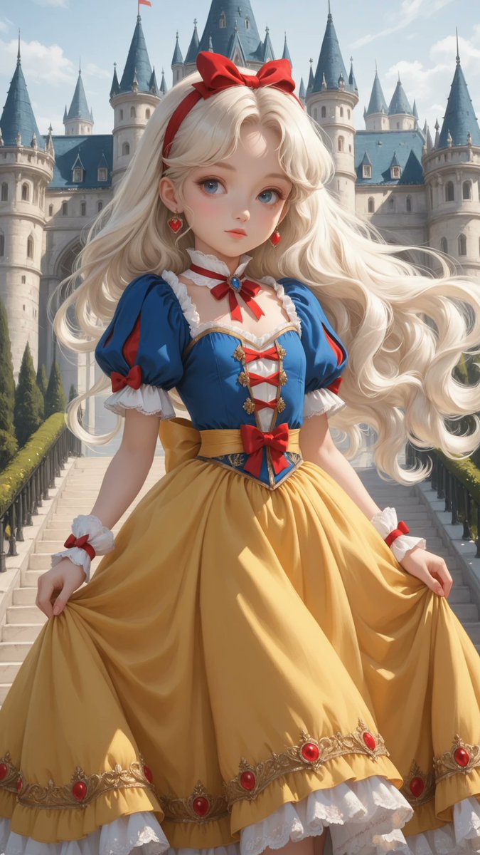 白雪姫風ラテンドレス 白雪姫のドレスの衣装プロンプトをどうぞ👗 fairytale princess dress