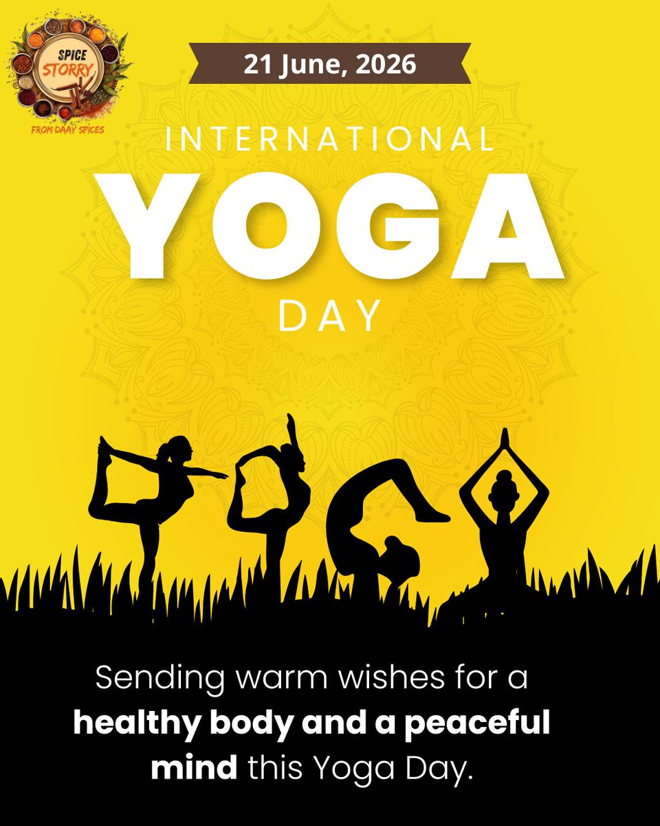 Spicestorry's tweet photo. Bring mindfulness to your kitchen this International Yoga Day with Spice Storry By DAAY Spices! 🧘‍♀️✨
#SpiceStorry #DaaySpices #YogaDay #InternationalYogaDay2026 
For more details visit us on:
https://t.co/IWG34xaBCB
daayspices@gmail.com
@daayspices
#Foodie, #FoodPorn, #InstaFood https://t.co/V2Tb8S6BJy