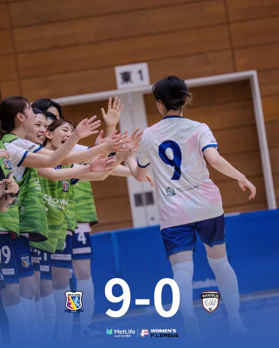 arco_irisKOBE's tweet photo. ━━━━━━
　試合結果
━━━━━━
#メットライフ生命女子Fリーグ 26-27
第1節
vs.さいたまサイコロ

9-0 win

桜菜のFリーグ初ゴール✨
おめでとうはるな！！

本日も現地までたくさんの応援ありがとうございました！
来週も勝ち点3を神戸に持って帰りましょう！

#アルコ神戸
#フットサル https://t.co/zo7fQ8OL3z