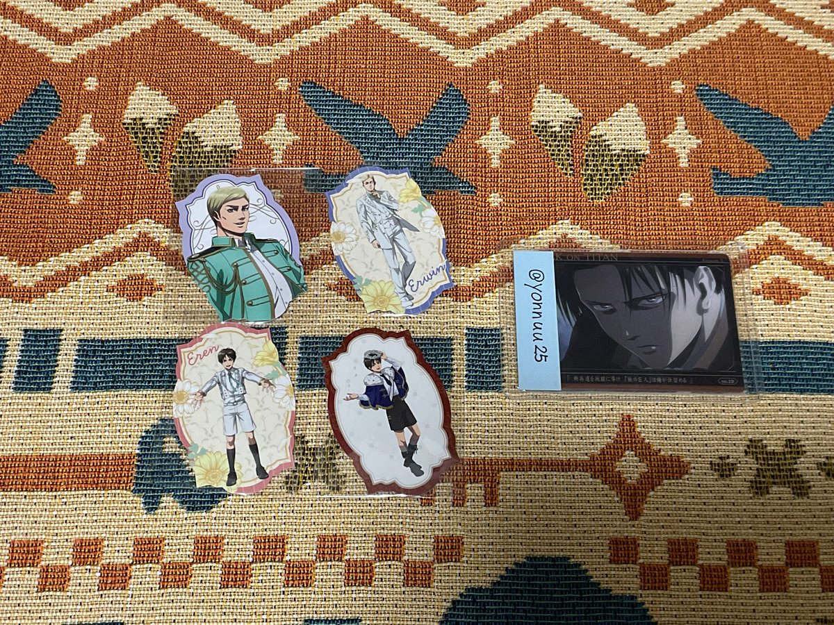 yonnuu25's tweet photo. 交換 進撃の巨人 エスクリ 購入特典 メッセージカード 1弾 2弾 3弾

譲）エレン,エルヴィン

求）エレン,エルヴィン　各1枚

①Yahooフリマグッズ交換
②旭川手渡し

コンプ目的です。

検索からでもお気軽にお声掛けください🧣 https://t.co/HxcuNMfnq8