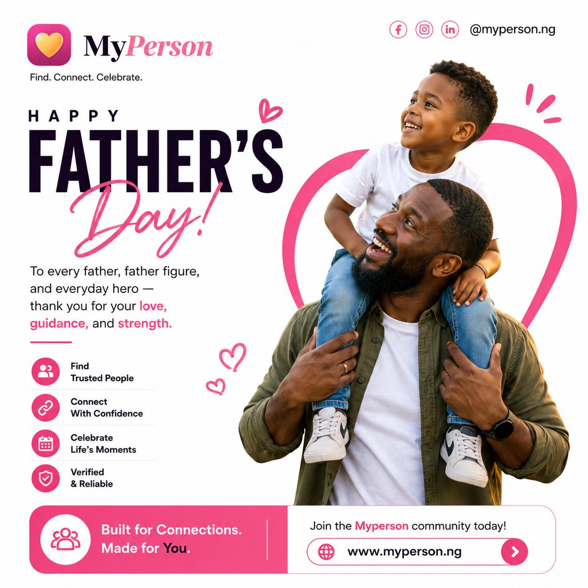 RealIchieJohn's tweet photo. Happy father's day to every father, father figure and everyday hero. ❤️

Thank you for the love, sacrifices, guidance and strength you give your families every day.

Today we celebrate you. 👏

#mypersonng #fathersday #family #relationships #nigeria https://t.co/QVeo6T2ax4