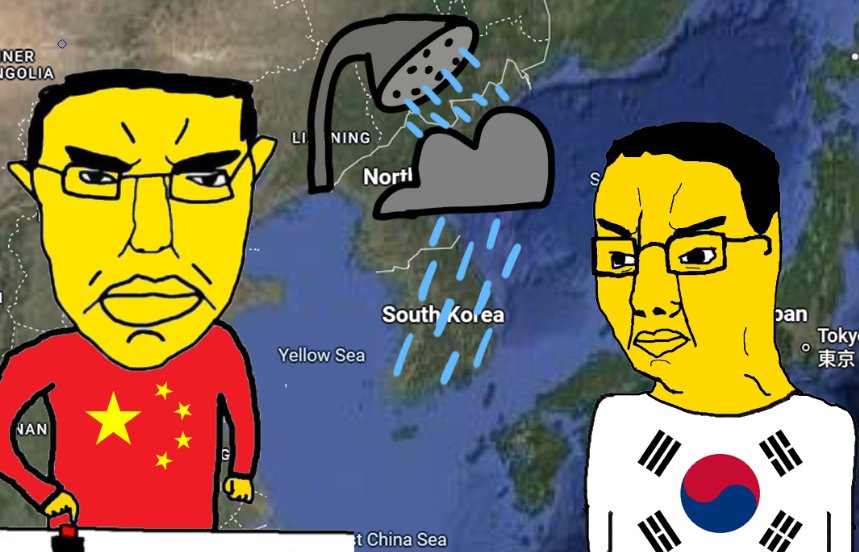 DF41Express's tweet photo. I have it on good authority that China is using a giant showerhead to attack South Korea https://t.co/ZMc8MNKT58