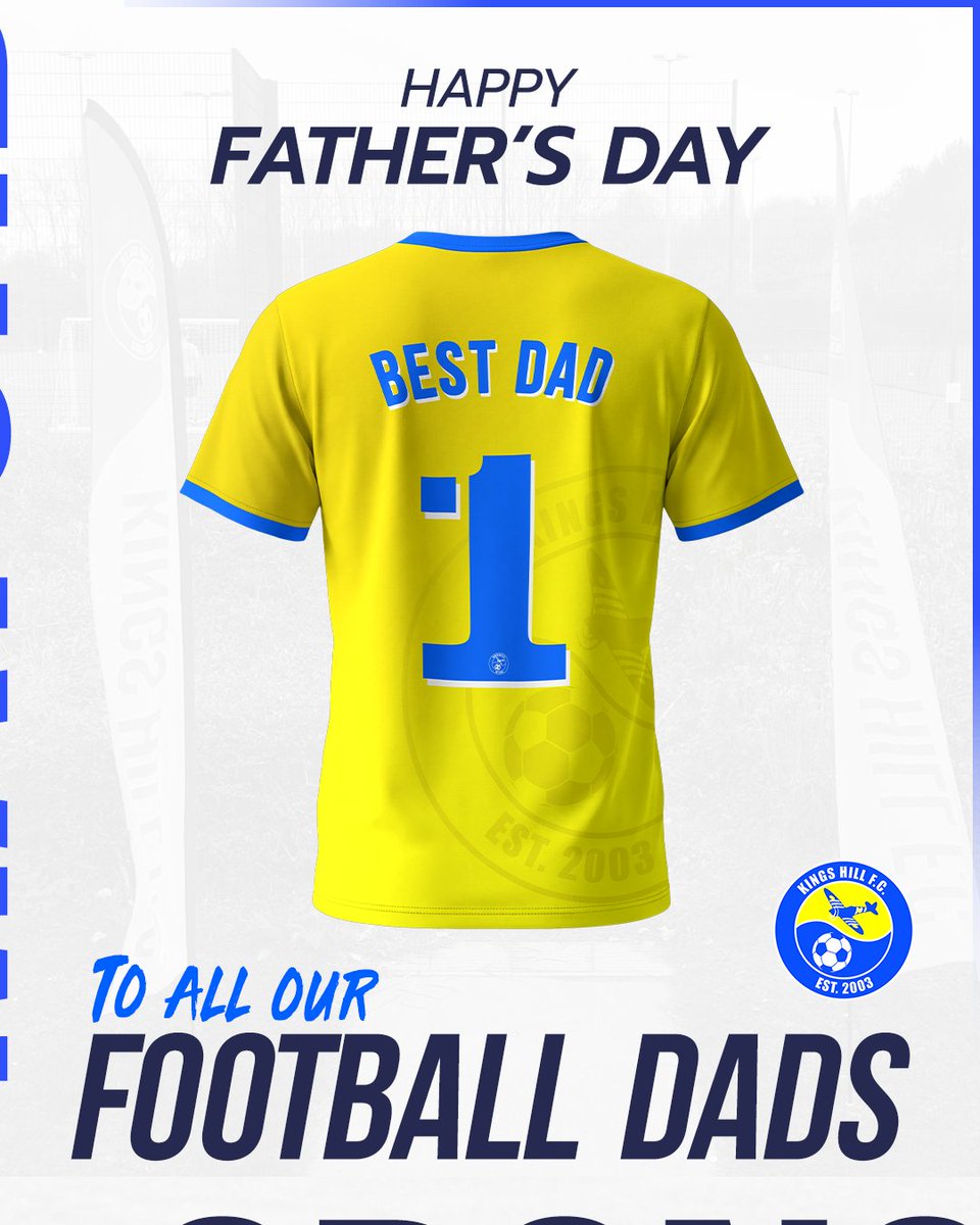 KingsHillFC1's tweet photo. Happy Father's Day to all our football dads! 👏⚽
Thank you for the early mornings, the matchday lifts and the support you give our players every week.
Have a fantastic day!

🟡🔵

#KingsHillFC #KHFC #FathersDay #FootballDads #GrassrootsFootball https://t.co/lKd8xLvleU