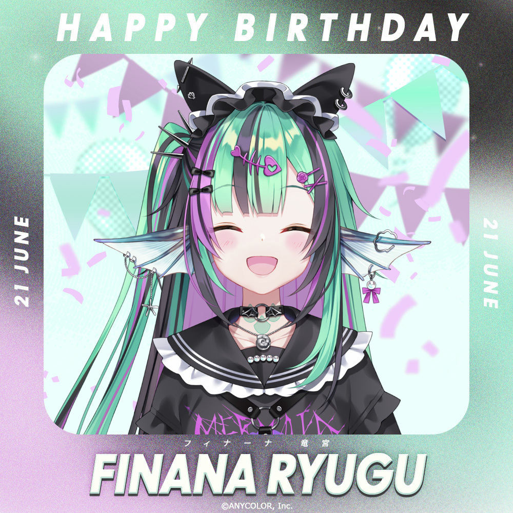 NIJISANJI_World's tweet photo. Happy Birthday to our one and only FEESH who always knows how to make us smile, @FinanaRyugu! 🐠

#Fee6hDay #NIJISANJI_EN https://t.co/fBJI9Dgm1L