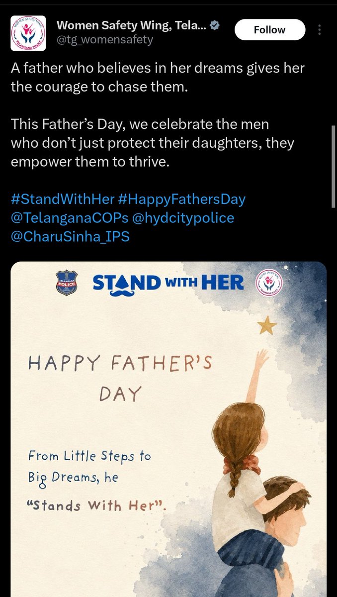 TrumpSaveBharat's tweet photo. Why do government institutions and public campaigns often highlight fathers only in relation to daughters while overlooking the equally important role fathers play in the lives of their sons?
A father's love, guidance, protection, and sacrifices are not gender-specific. Sons need fathers just as much as daughters do.
If the goal is equality, why not celebrate fathers who stand with all their children instead of promoting gender-based narratives?
A truly progressive society values every child equally and recognizes the importance of both parents in every child's life.
#FathersDay #EqualityForAll #GenderNeutrality #ParentingMatters