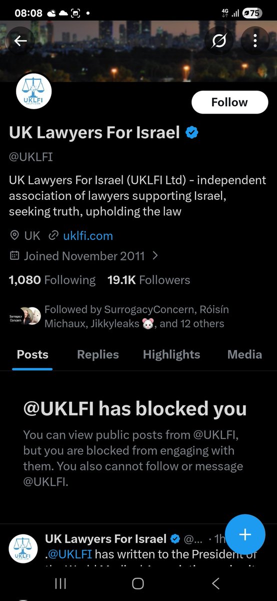 rosiehester's tweet photo. @Rango1917 @UKLFI They tend to block you if you don't support Israel and their ongoing genocide https://t.co/Fa2O7FdX19