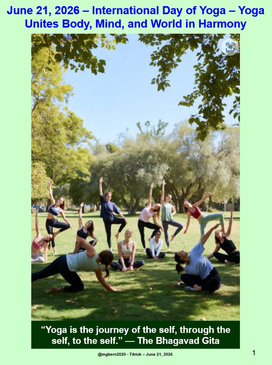 Bernhard18m's tweet photo. International Day of Yoga: Yoga on June 21: Find Inner Peace in a Chaotic World

On June 21 the world unites for the International Day of Yoga, celebrating an ancient practice that brings balance to body and mind. From improved flexibility to reduced stress, yoga offers simple tools anyone can use for better health and harmony. Discover why millions practice together today and how you can start your own journey right now.

Video - Life today:
Yoga Day 2026 LIVE: PM Modi Takes Part in International Day of Yoga Celebrations in Kolkata | N18L
https://t.co/rt4X3hB27Y

#InternationalDayOfYoga #YogaDay2026 #June21 #FindYourBalance #YogaForAll #MindBodySoul #GlobalYoga