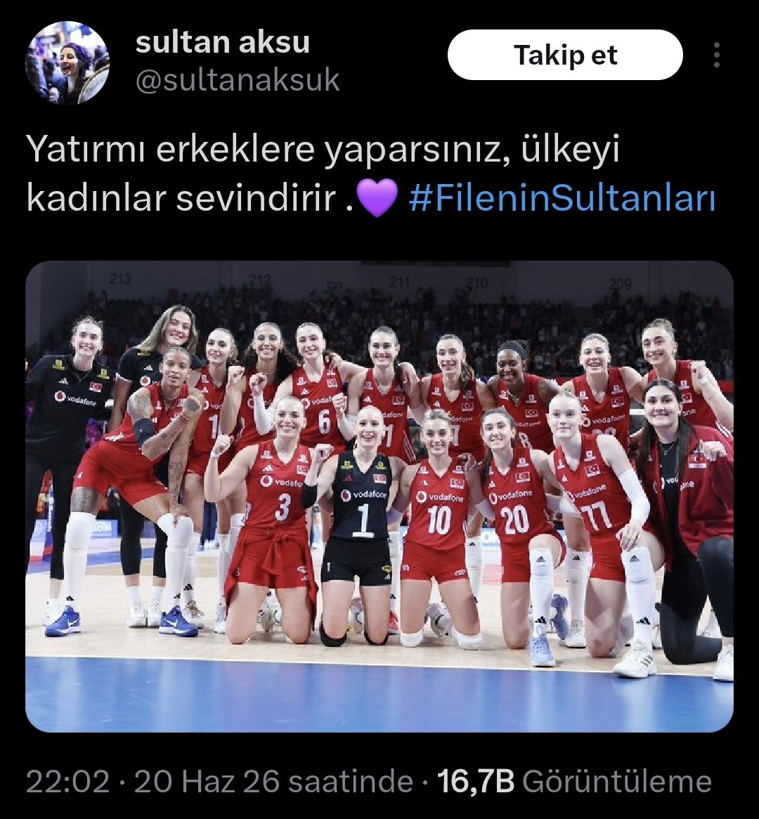 gulsahince's tweet photo. TARİFELİ AKTARMALI UÇUŞLARLA TEMSİLE GİDEREK TARİHTE İLKLERE İMZA ATAN MİLLİ KADIN VOLEYBOL TAKIMIMIZIN SON 5 YILDAKİ BAŞARI VE "KARŞILIKSIZ" YAŞATTIĞI GURUR TABLOSU: 

2025: Dünya 2.'si - Tayland'da düzenlenen dev organizasyonda İtalya'ya finalde 3-2 mağlup olarak gümüş madalya kazanıldı.

2024: Paris Olimpiyatları  – Yarı final oynanarak tarihin en iyi   olimpiyat başarısına imza atıldı.

2023: Avrupa Şampiyonu  – Cumhuriyetimizin 100. yılında, finalde Sırbistan'ı 3-2 yendiler ve tarihimizdeki ilk kez bir milli takımımız Avrupa şampiyonluğu elde etti.

2023: Milletler Ligi (VNL) Şampiyonu – Çin'i 3-1 yenerek turnuvada ilk kez altın madalya kazanıldı ve dünya sıralamasında 1 numaraya çıkıldı.

2021: Avrupa 3.'sü