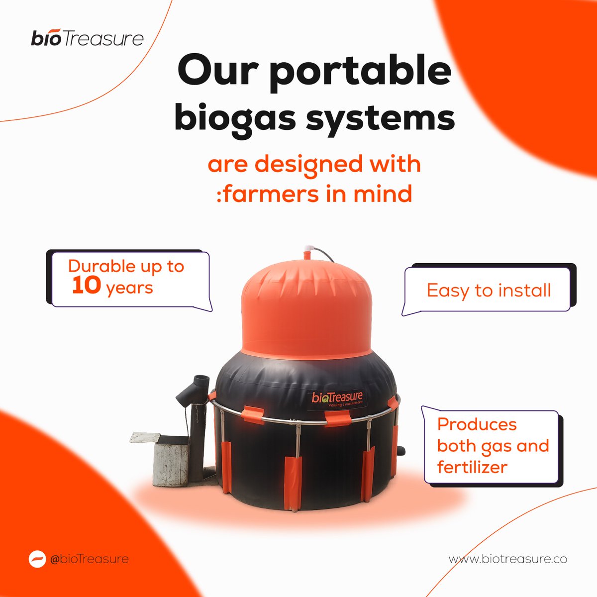 biotreasure's tweet photo. Can one system redefine your farm’s productivity?

The BioTreasure portable biogas system offers up to 10 years of durability and effortless installation, generating both cooking gas and organic fertilizer simultaneously.

#Innovation #AgriTech #GreenSolutions https://t.co/p7aoqNakFy