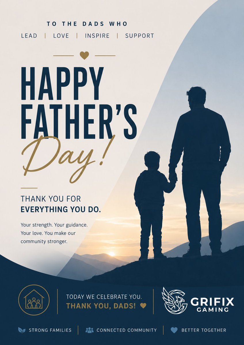 GrifixGaming's tweet photo. 💙 Happy Father’s Day to all the amazing dads in the Griffix Gaming community! 💙

Thank you for your strength, guidance, and support. Today, we celebrate you.

#FathersDay #GriffixGaming #ThankYouDads #RiseAsOne https://t.co/TzUXg9Yd9T