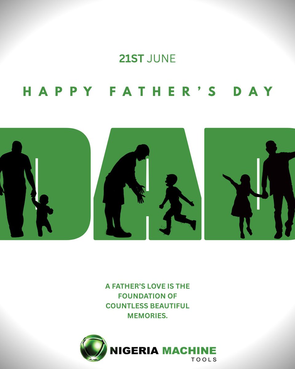 NigMachinetools's tweet photo. Today, we celebrate the fathers, mentors whose sacrifices continue to shape families, communities, and future generations.

To all the amazing fathers within and beyond our organization, thank you for all you do.

Happy Father’s Day from all of us at Nigeria Machine Tools.

 #NMT https://t.co/wJ9kSICCtL