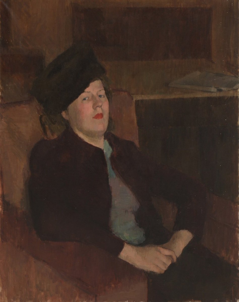 ahistoryinart's tweet photo. 'Portrait of a Lady.' (c1940) Lawrence Gowing was a pupil of William Coldstream and protégé of the Bloomsbury art critic Clive Bell; he wrote books and exhibition catalogues on Vermeer, Hogarth, Cezanne, Turner, Matisse and Lucien Freud. https://t.co/8mgPecZXIK