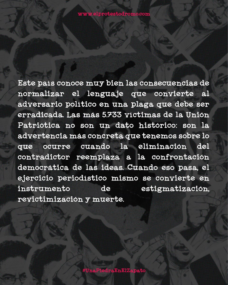 ElProtestodromo's tweet photo. Nosotros no. Hoy asumimos posición frente a un candidato que prometió "destripar a la izquierda", que fantasea con haber empuñado un fusil paramilitar y que acumula 109 denuncias contra periodistas. Entre la vida y la muerte no hay punto medio razonable. https://t.co/nIjt3MtSzS
